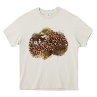 Cream leopard cowhide glitter patches Heavy Core Tee - Artiststas