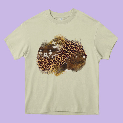 Leopard Cowhide Glitter Patches Heavy Core Tee Designed By Artiststas