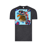Vintage Black mullet eagle with balloon seamless pattern Vintage Tee - BundleAndBundleShop