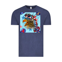 Vintage Denim mullet eagle with balloon seamless pattern Vintage Tee - BundleAndBundleShop