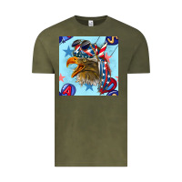 Vintage Olive mullet eagle with balloon seamless pattern Vintage Tee - BundleAndBundleShop