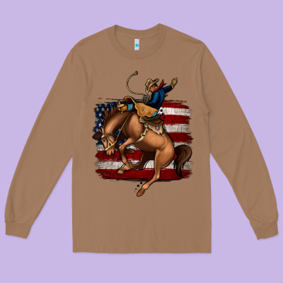 Bucking Bronco Long Sleeve Tee Designed By Jasminsmagicworld