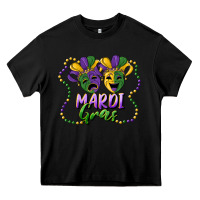 Black mardi gras mask and beads Heavy Core Tee - RanaPortraitStore