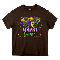 Chocolate Brown mardi gras mask and beads Heavy Core Tee - RanaPortraitStore