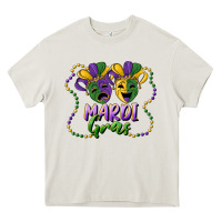 Cream mardi gras mask and beads Heavy Core Tee - RanaPortraitStore