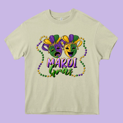 Mardi Gras Mask And Beads Heavy Core Tee Designed By Ranaportraitstore