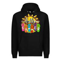 Black hello summer with flip flops Premium Hoodie - NancyCooperArtShop
