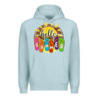 Blue Mist hello summer with flip flops Premium Hoodie - NancyCooperArtShop
