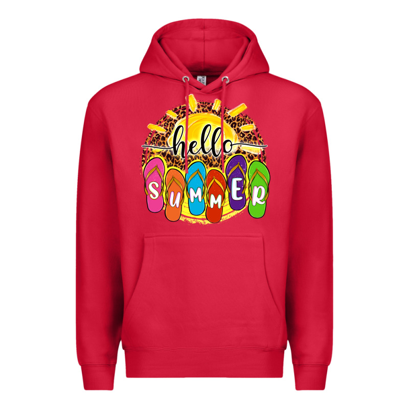 Hello Summer With Flip Flops Premium Hoodie by NancyCooperArtShop | Teevron