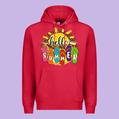 Hello Summer With Flip Flops Premium Hoodie Designed By Nancycooperartshop