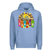 Colony Blue hello summer with flip flops Premium Hoodie - NancyCooperArtShop