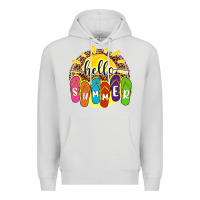 Dove Grey hello summer with flip flops Premium Hoodie - NancyCooperArtShop