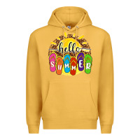 Mustard hello summer with flip flops Premium Hoodie - NancyCooperArtShop