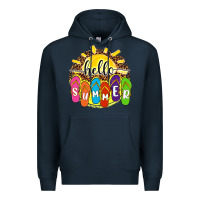 Navy hello summer with flip flops Premium Hoodie - NancyCooperArtShop
