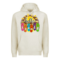 Oatmeal Heather hello summer with flip flops Premium Hoodie - NancyCooperArtShop