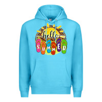 Ocean Blue hello summer with flip flops Premium Hoodie - NancyCooperArtShop