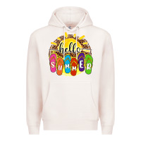 Pale Pink hello summer with flip flops Premium Hoodie - NancyCooperArtShop