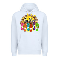 White hello summer with flip flops Premium Hoodie - NancyCooperArtShop