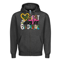 Charcoal Heather my first day of 6th grade Zipper Hoodie - NancyCooperArtShop
