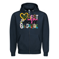 Navy my first day of 6th grade Zipper Hoodie - NancyCooperArtShop