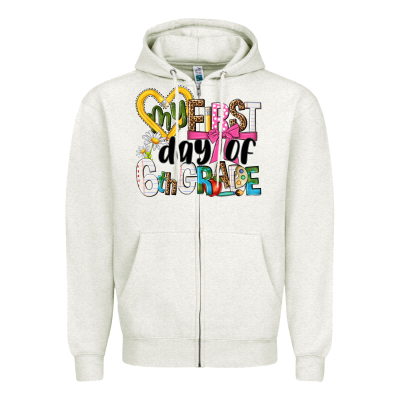 My First Day Of 6th Grade Zipper Hoodie by NancyCooperArtShop | Teevron