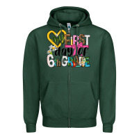 Sports Green my first day of 6th grade Zipper Hoodie - NancyCooperArtShop