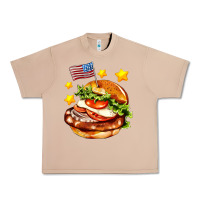 Burro american flag and hamburger Urban Heavy Tee - AdoDesignShop