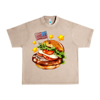 French Oak american flag and hamburger Urban Heavy Tee - AdoDesignShop