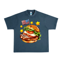 Midnight Navy american flag and hamburger Urban Heavy Tee - AdoDesignShop