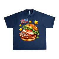 Navy american flag and hamburger Urban Heavy Tee - AdoDesignShop