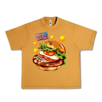 Peanut Butter american flag and hamburger Urban Heavy Tee - AdoDesignShop
