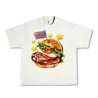 Pistachio american flag and hamburger Urban Heavy Tee - AdoDesignShop