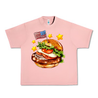 Salmon american flag and hamburger Urban Heavy Tee - AdoDesignShop