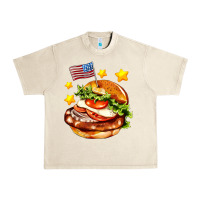 Sandshell american flag and hamburger Urban Heavy Tee - AdoDesignShop
