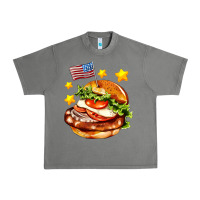 American Flag And Hamburger Urban Heavy Tee | Teevron