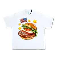 White american flag and hamburger Urban Heavy Tee - AdoDesignShop