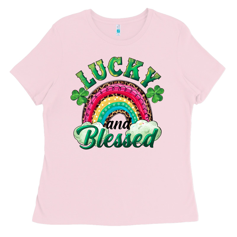 Lucky And Blessed Rainbow Ladies Tee by RanaPortraitStore | Teevron