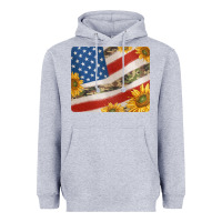 Heather Grey american flag sunflowers and canouflage print veteran mousepad Heavyweight Hoodie - Jasminsmagicworld