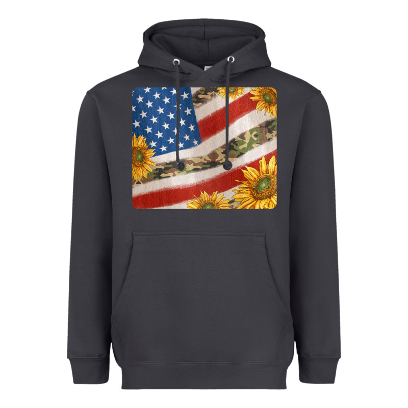 American Flag Sunflowers And Canouflage Print Veteran Mousepad Heavyweight Hoodie by Jasminsmagicworld | Teevron