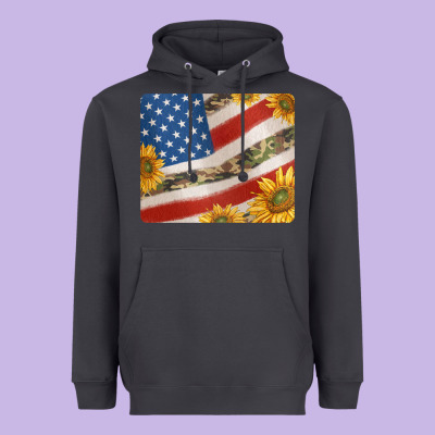 American Flag Sunflowers And Canouflage Print Veteran Mousepad Heavyweight Hoodie Designed By Jasminsmagicworld