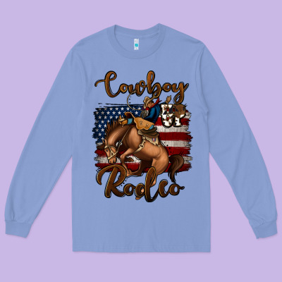 Cowboy Up Rodeo Bucking Bronco Long Sleeve Tee Designed By Jasminsmagicworld