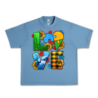 Pebble Blue love with heart sunflower Urban Heavy Tee - AdoDesignShop