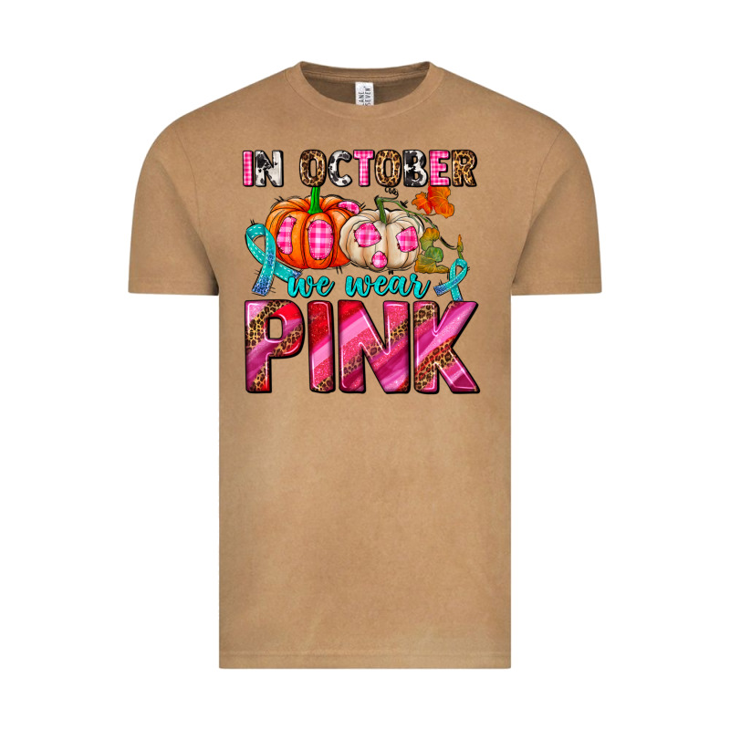 In October We Wear Pink With Pumpkins Vintage Tee by AdoDesignShop | Teevron
