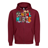 Burgundy school nurse Zipper Hoodie - NancyCooperArtShop