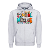 Heather Grey school nurse Zipper Hoodie - NancyCooperArtShop