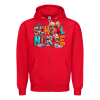 Red school nurse Zipper Hoodie - NancyCooperArtShop