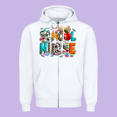 School Nurse Zipper Hoodie Designed By Nancycooperartshop