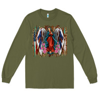 Army Green Lady of Guadalupe 4th of july Long Sleeve Tee - Jasminsmagicworld