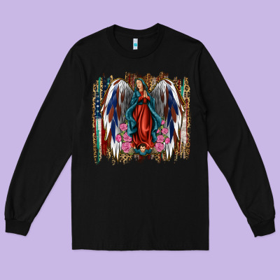 Lady Of Guadalupe 4th Of July Long Sleeve Tee Designed By Jasminsmagicworld
