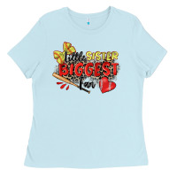 Baby Blue little sister biggest fan softball Ladies Tee - Zillion Design Studio